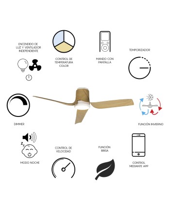 USHUAIA * PLAFÓN / VENTILADOR - BLANCO+MADERA