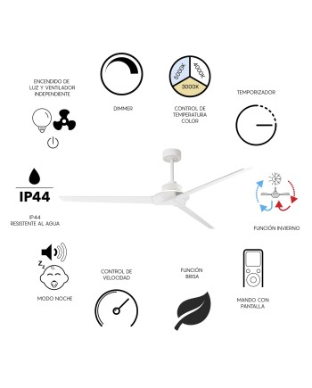 BRISA * Ventilador IP44 Blanco LED 20W-2700K-5000K