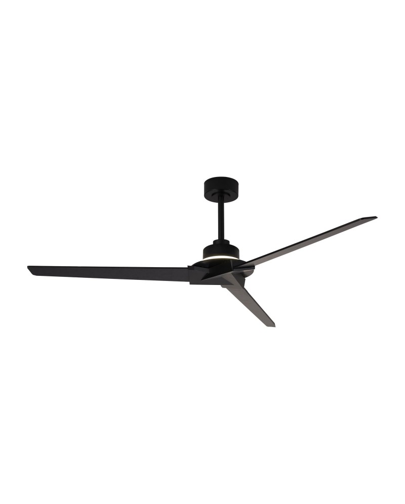 BRISA MINI * Ventilador IP44 NEGRO+MADERA LED 20W-2700K-5000K