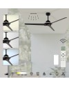 BRISA MINI * Ventilador IP44 NEGRO+MADERA LED 20W-2700K-5000K