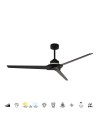 BRISA MINI * Ventilador IP44 NEGRO+MADERA LED 20W-2700K-5000K