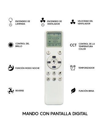 BRISA MINI * Ventilador IP44 NEGRO+MADERA LED 20W-2700K-5000K
