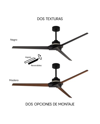 BRISA MINI * Ventilador IP44 NEGRO+MADERA LED 20W-2700K-5000K