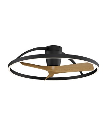 NEPAL II * VENTILADOR / PLAFÓN LED - NEGRO+MADERA