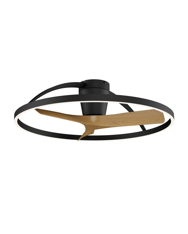 NEPAL II * VENTILADOR / PLAFÓN LED - NEGRO+MADERA