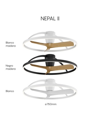 NEPAL II * VENTILADOR / PLAFÓN LED - BLANCO / MADERA