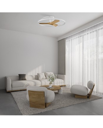 NEPAL II * VENTILADOR / PLAFÓN LED - BLANCO / MADERA