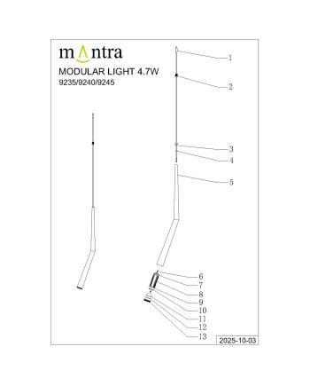 MODULAR LIGHT * COLGANTE BOOMERANG NEGRO