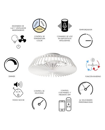 HIMALAYA * VENTILADOR BLANCO 35W PLAFÓN LED 70W CON MANDO Y APP