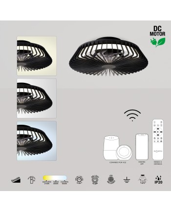 HIMALAYA * VENTILADOR NEGRO 35W PLAFÓN LED 70W CON MANDO Y APP