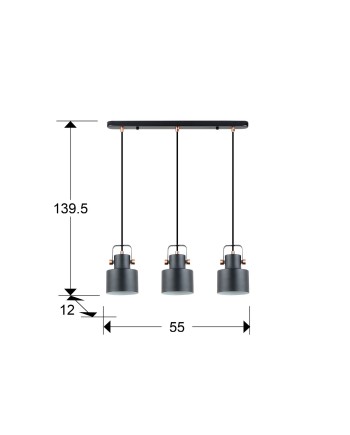 I3-ERIKA- LAMPARA 3L NEGRO-COBRE