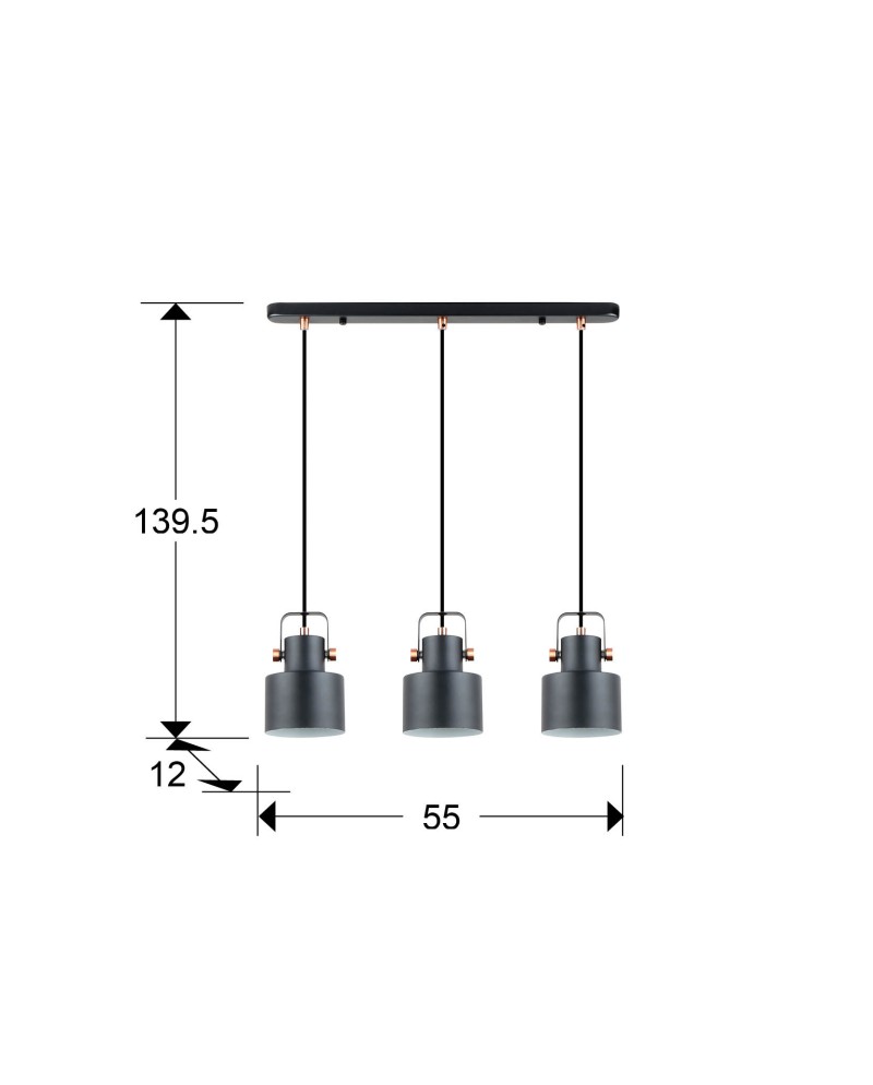 I3-ERIKA- LAMPARA 3L NEGRO-COBRE