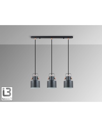 I3-ERIKA- LAMPARA 3L NEGRO-COBRE