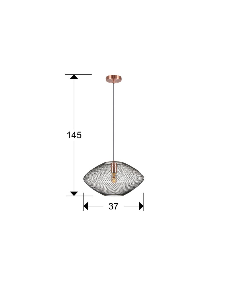 I3-MELANY- LAMPARA 1L NEGRO-COBRE