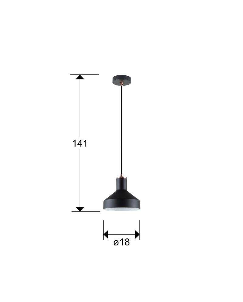 I3-IRIAS- LAMPARA 1L NEGRO-COBRE