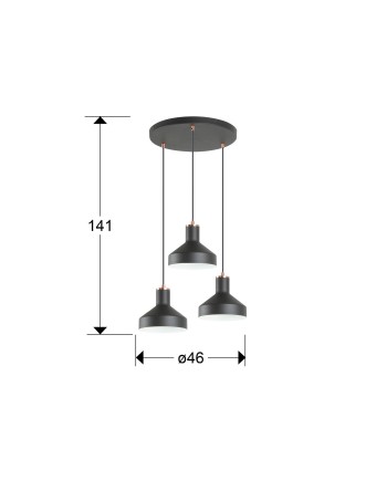I3-IRIAS- LAMPARA 3L NEGRO-COBRE D45