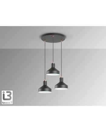 I3-IRIAS- LAMPARA 3L NEGRO-COBRE D45