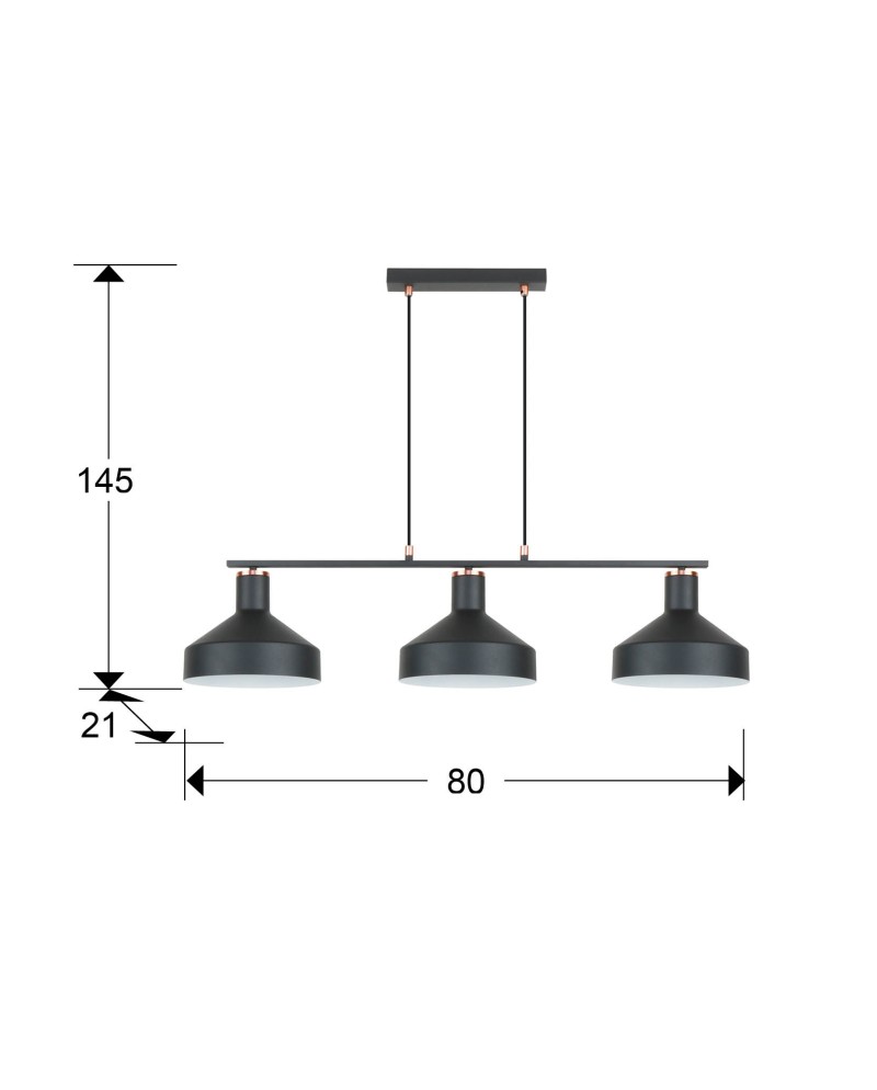 I3-IRIAS- LAMPARA 3L NEGRO-COBRE