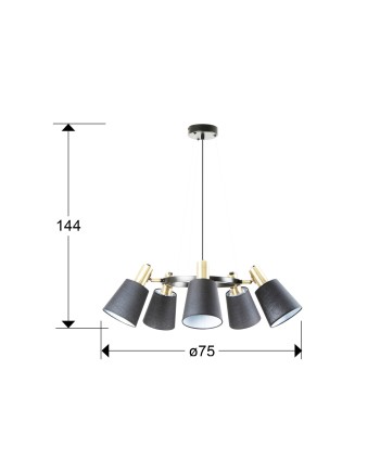 I3-GISELA- LAMPARA 5L NEGRO-LATON
