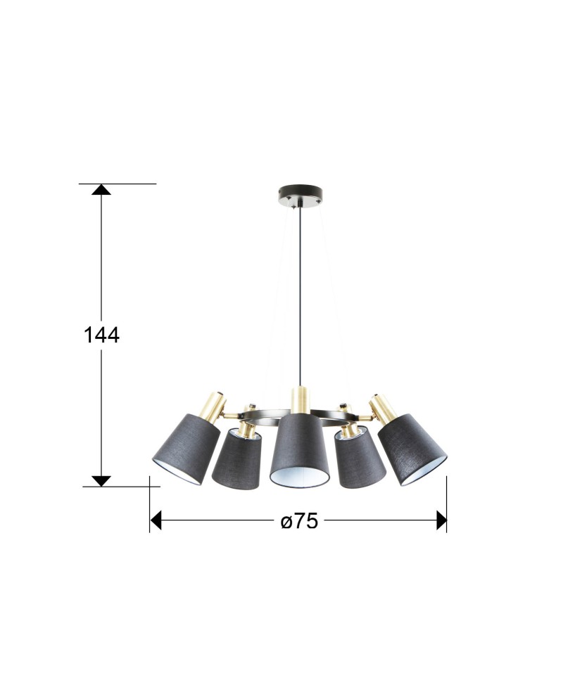 I3-GISELA- LAMPARA 5L NEGRO-LATON