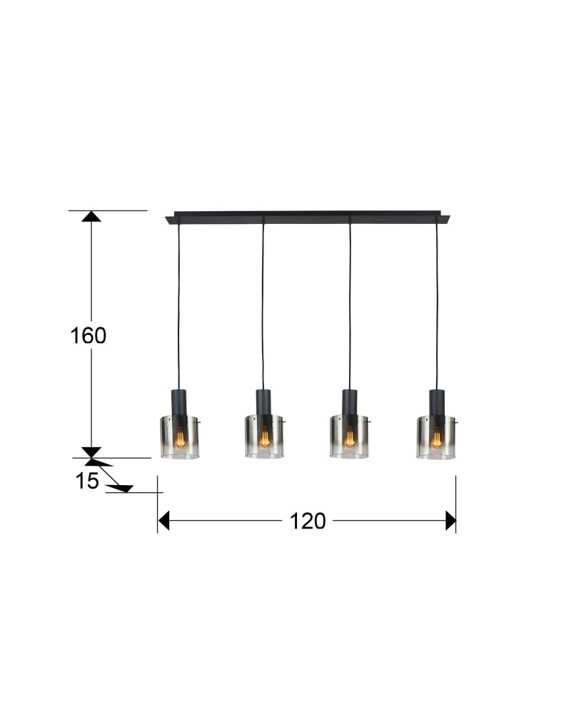 I3-VENIZE- LAMPARA 4L NEGRO-SMOKE