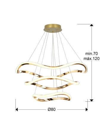 I3-NAOS-LAMPARA ORO ROSA 3 AROS D80
