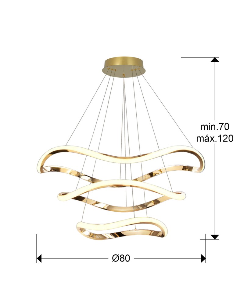 I3-NAOS-LAMPARA ORO ROSA 3 AROS D80 DIM