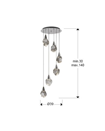 LAMPARA 6L·AQUARIA· CROMO