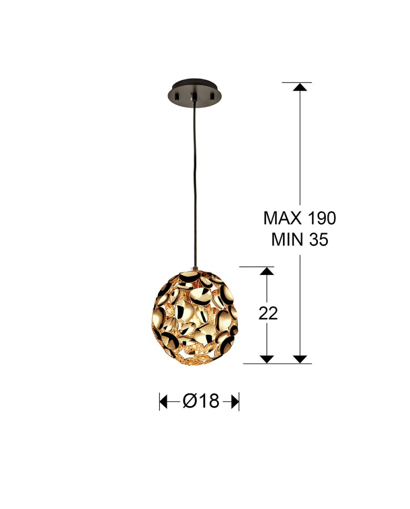 LAMPARA 1L·NARISA·Ø18 ORO ROSA