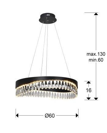 SELENE - LAMP Ø60 NEGRO-CRISTAL