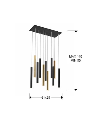 LAMPARA·VARAS·ORO/NEGRO 11L DIMABLE