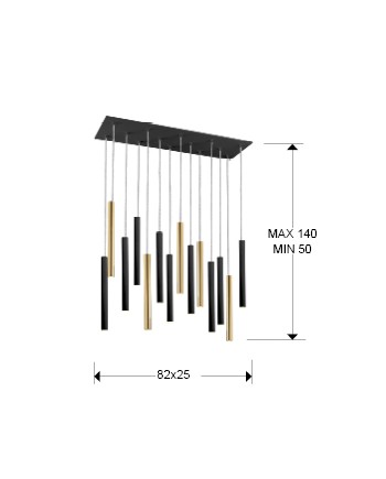 LAMPARA·VARAS·ORO/NEGRO 14L DIMABLE