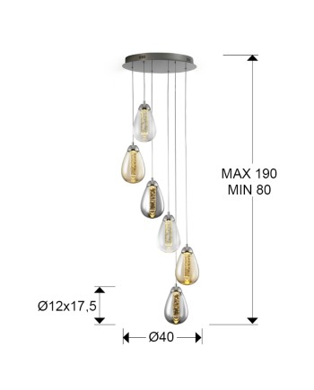LAMPARA·TACCIA·6L CROMO/COLOR