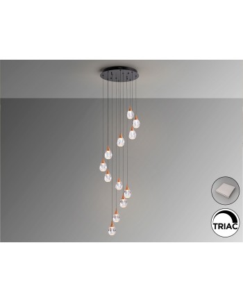 CORINA- LAMPARA 12L NEGRO-COBRE