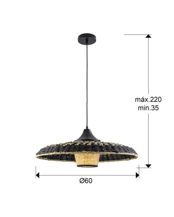FIJI- LAMP PAPEL TRENZADO NEGRO/NAT