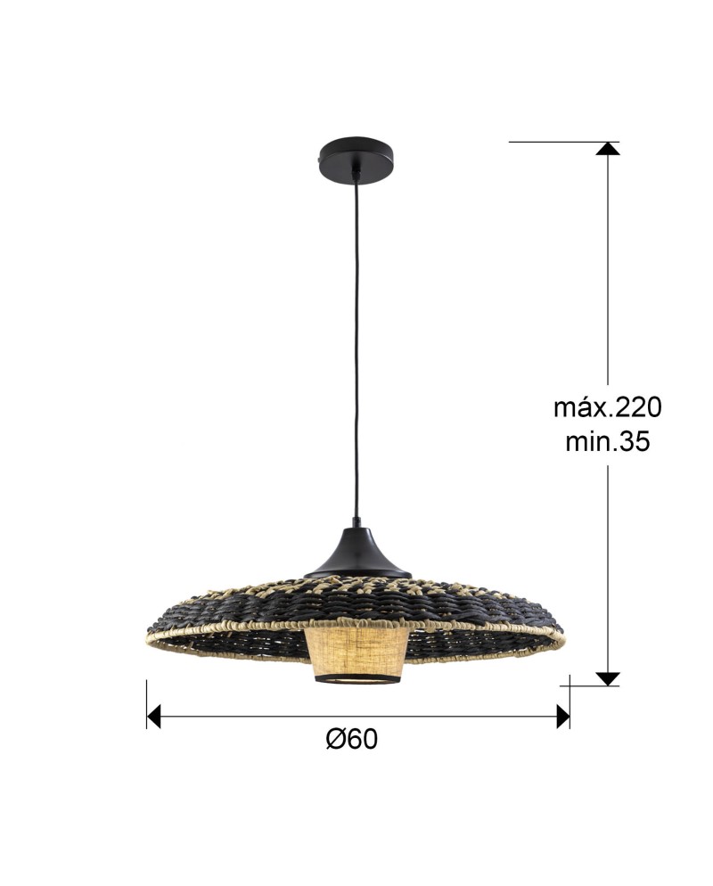 FIJI- LAMP PAPEL TRENZADO NEGRO/NAT
