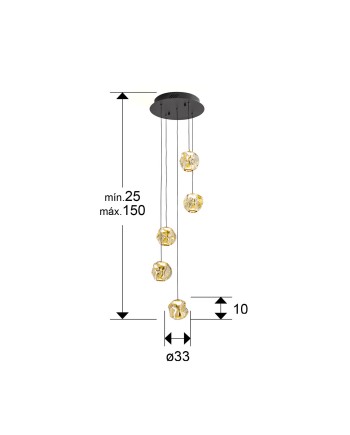 ZARIA-LAMP 5L-NEGRO/BRONCE/AMBAR D25 DIM