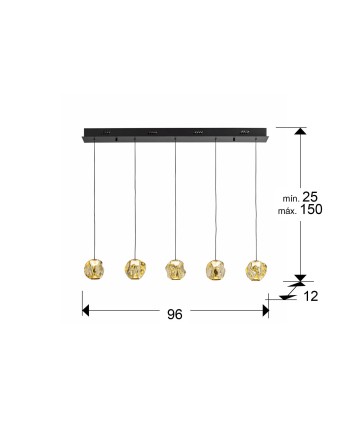 ZARIA- LAMP 5L- NEGRO/BRONCE/AMBAR DIM