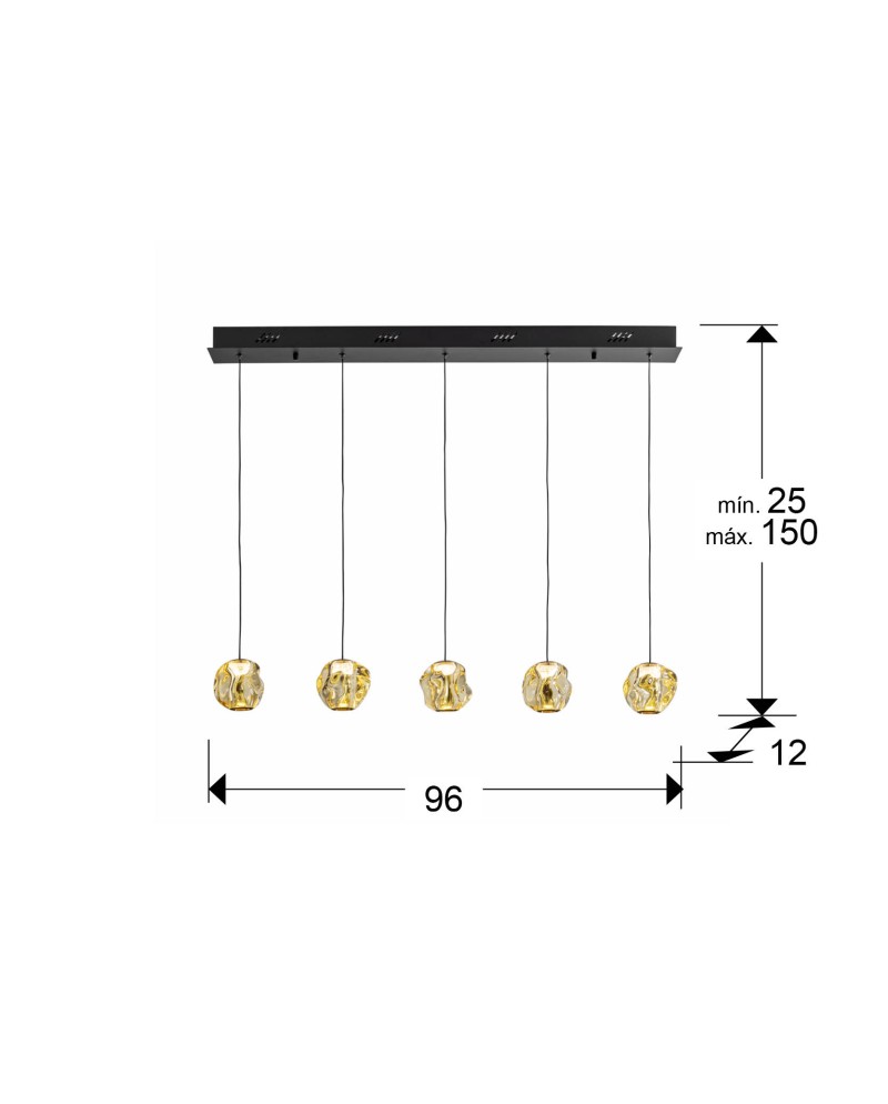 ZARIA- LAMP 5L- NEGRO/BRONCE/AMBAR DIM