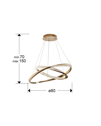 ORBITAS- LAMPARA 2 AROS ORO