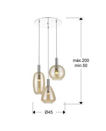 I3-NARA- LAMPARA 3L CROMO D45