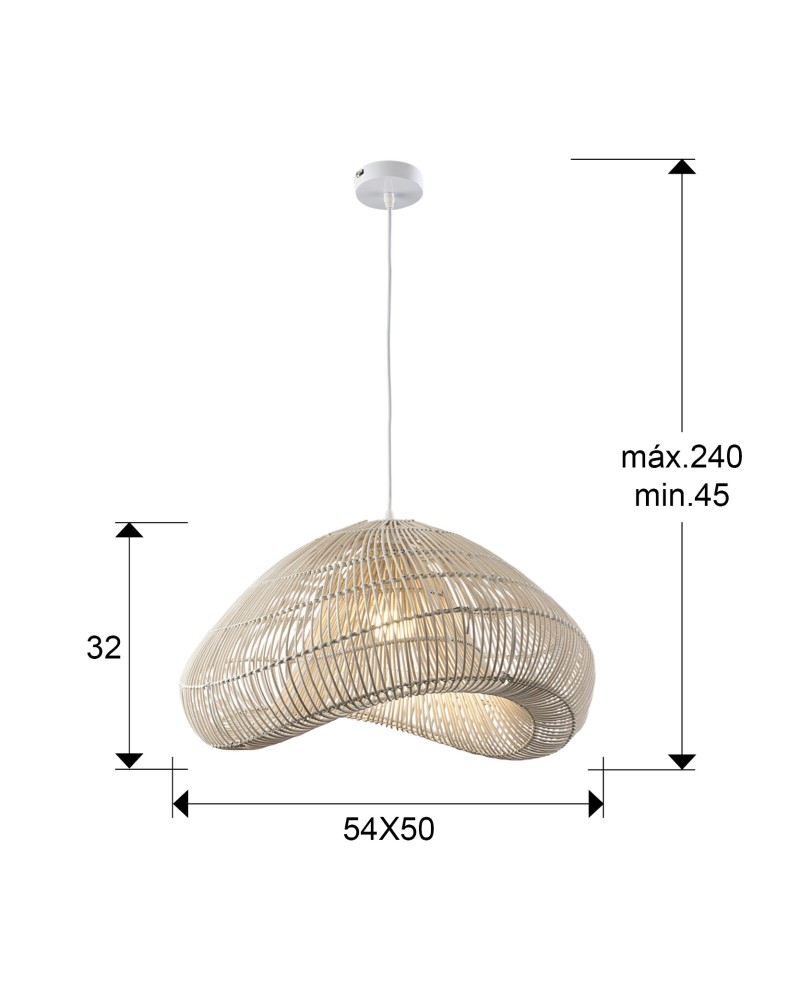 SABAH- LAMPARA RATAN BLANCO 55CM