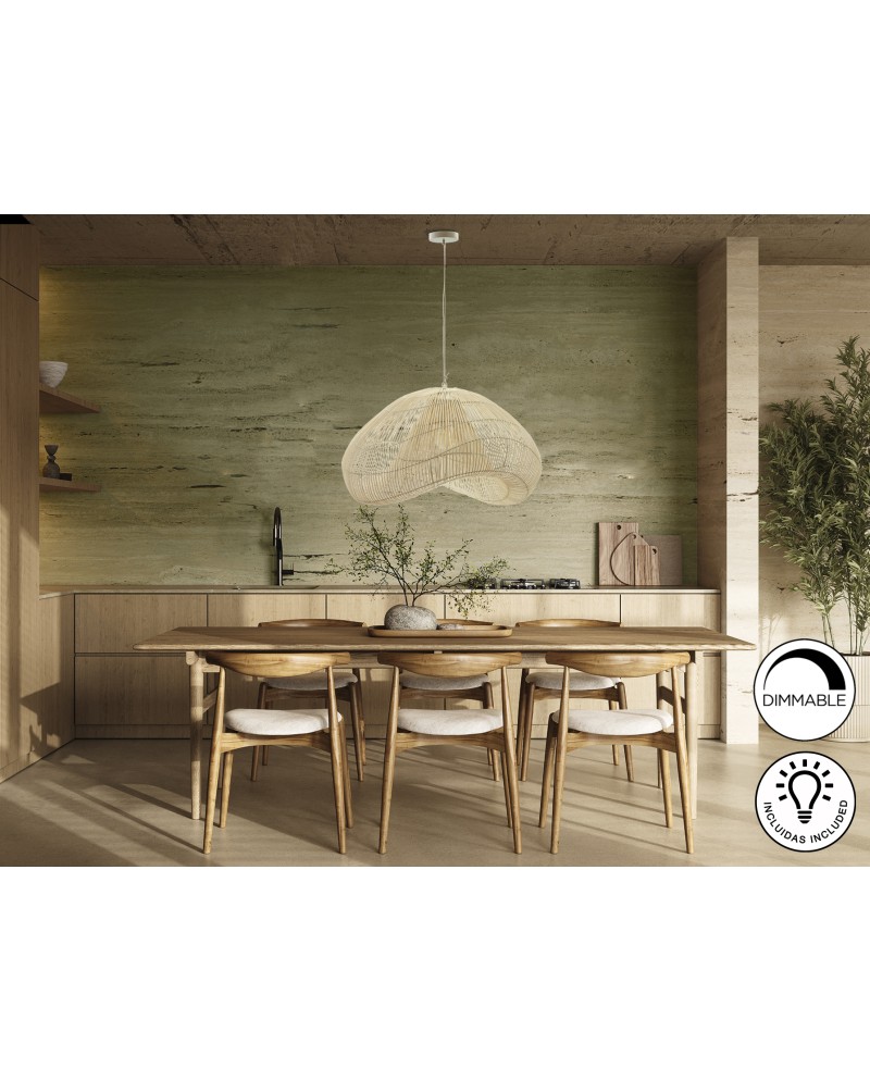 SABAH- LAMPARA RATAN BLANCO 80CM