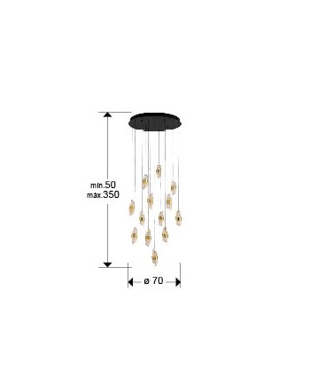 ILIADA- LAMPARA 13L NEGRO-ORO D70