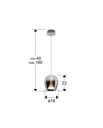 SUSPIRO- LAMPARA CROMO/SMOKY D18