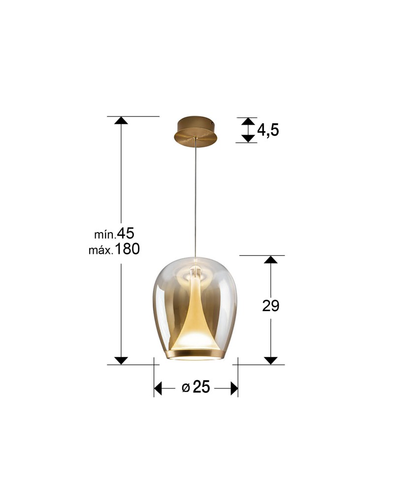 SUSPIRO- LAMPARA DORADO/AMBAR D25