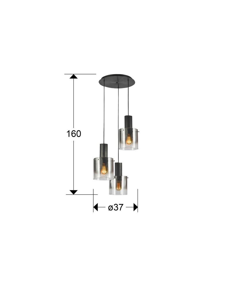 I3-VENIZE- LAMPARA 3L NEGRO-SMOKE