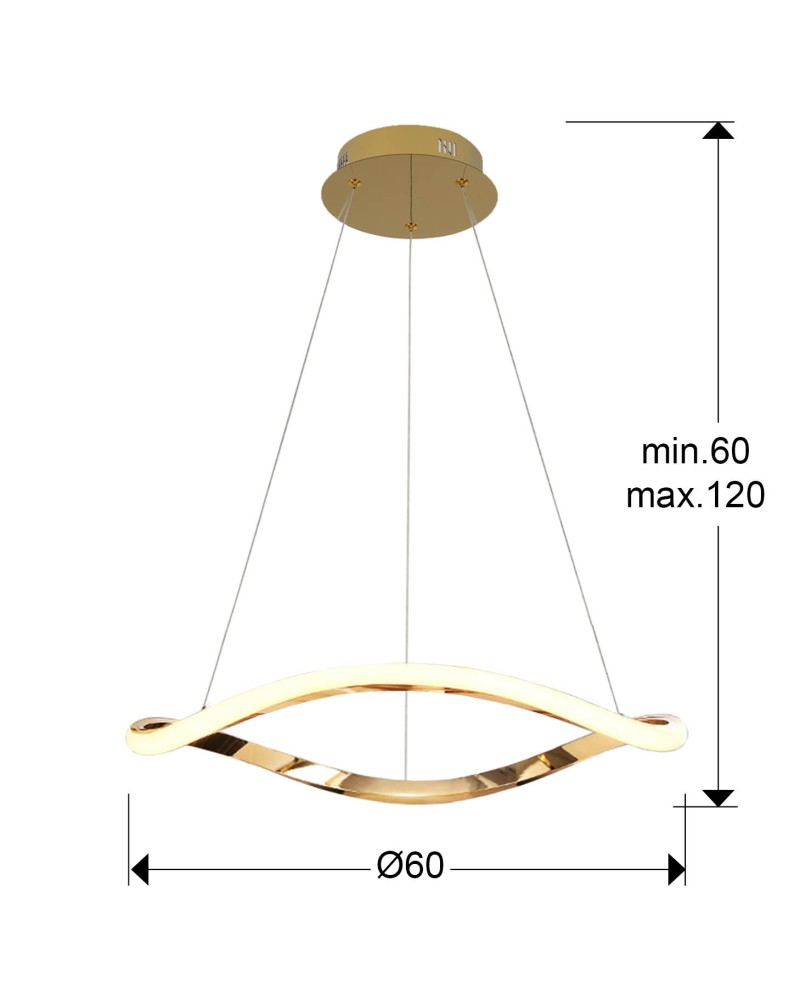 I3-NAOS-LAMPARA ORO ROSA 1 ARO D60