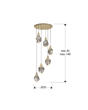 LAMPARA 6L·AQUARIA·ORO MATE