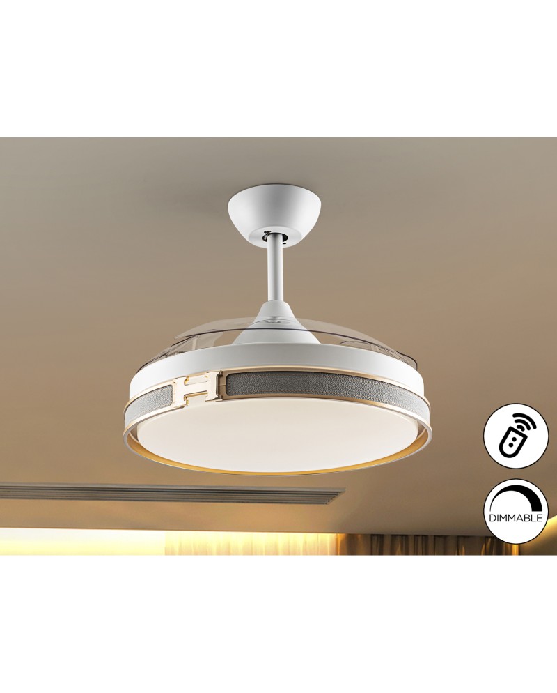 HERON-VENTILADOR BLANCO ORO DIMABLE